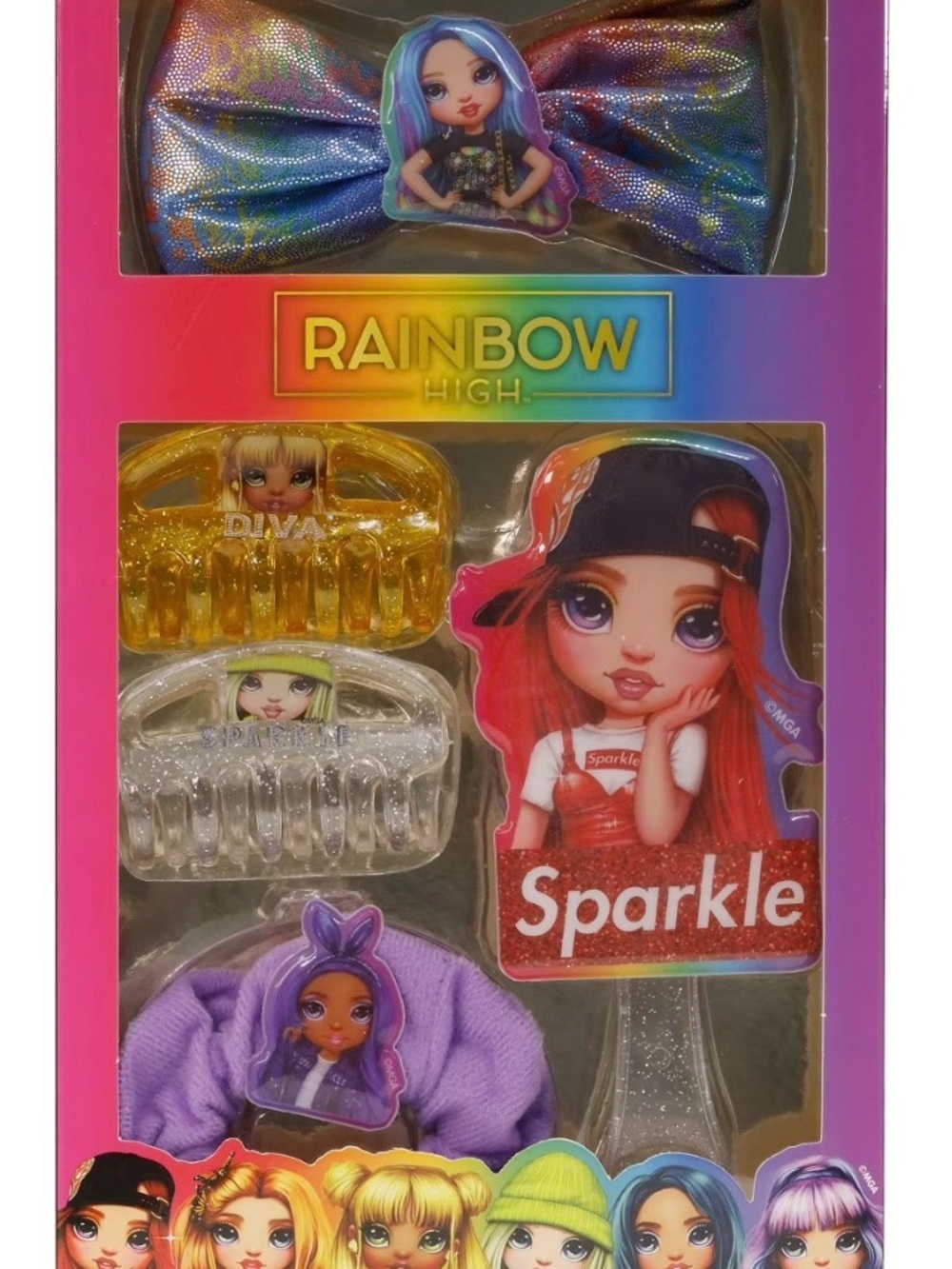 Rainbow Purple and Gold Kids Hair Accessory Set